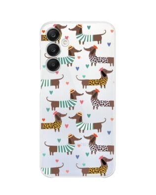 Etui do Samsung Galaxy A25 5G przeźroczyste, silikonowe Flexi, zakochane jamniki