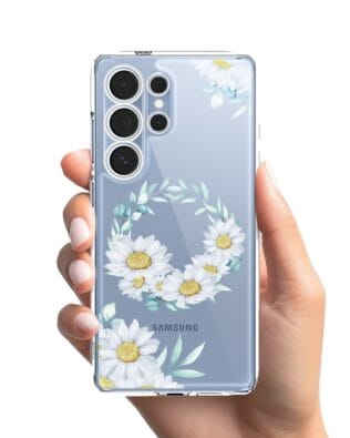 Etui do Samsung Galaxy S25 Ultra przeźroczyste, silikonowe Flexi, wianek stokrotek