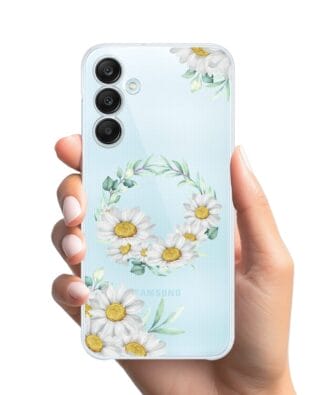 Etui do Samsung Galaxy M35 5G przeźroczyste, silikonowe Flexi, wianek stokrotek