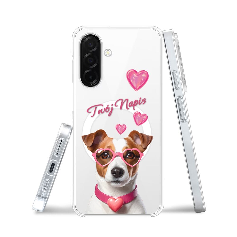 Etui do Samsung Galaxy A26 5G z MagSafe przeźroczyste, silikonowe Flexi, Puppy Love, pies rasy Jack Russell Terrier - obrazek 3