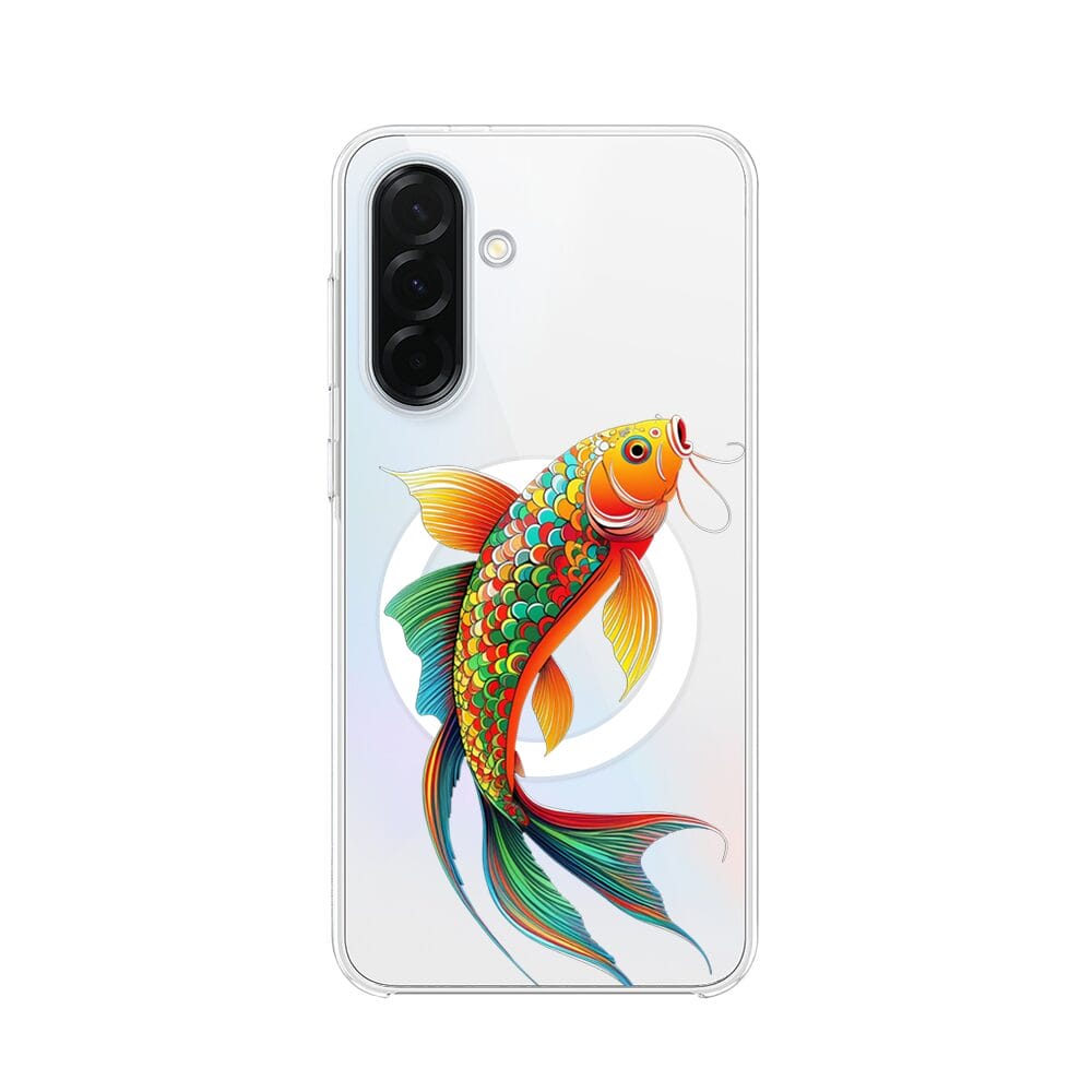 Etui do Samsung Galaxy A36 5G z MagSafe przeźroczyste, silikonowe Flexi, Dzika Mandala, Złota ryba