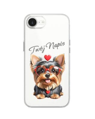 Etui do iPhone 16e przeźroczyste, silikonowe Flexi, Puppy Love, pies rasy York