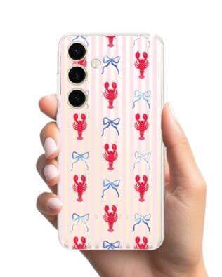 Etui do Samsung Galaxy S24 przeźroczyste, silikonowe Flexi, krab i kokardki