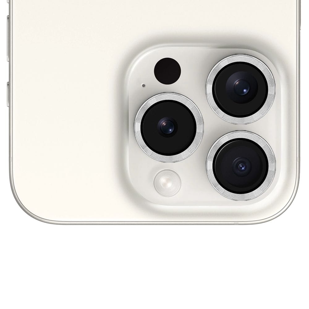 Metalowa osłona obiektywu aparatu ze szkła hartowanego 9H do iPhone 16 Pro Max, 1 zestaw, srebrna - obrazek 5