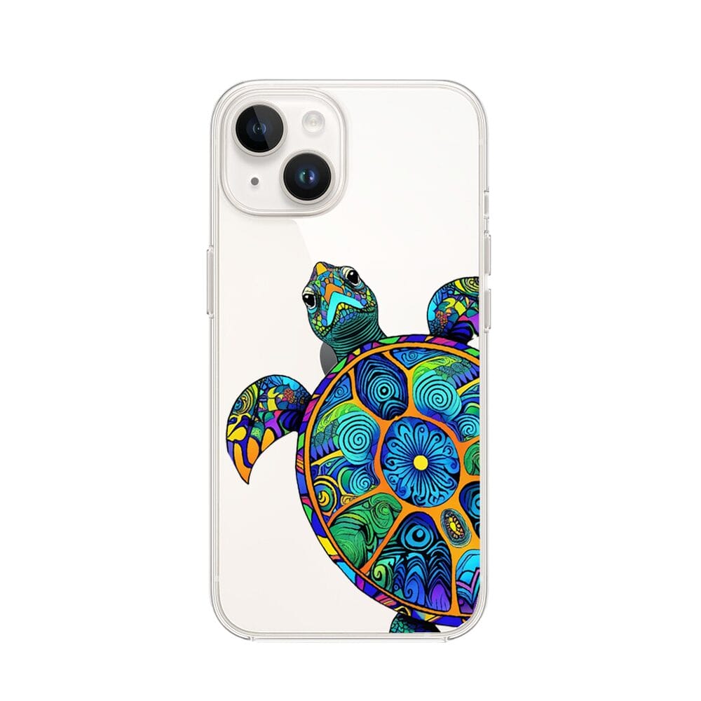 Etui do iPhone 13 Mini przeźroczyste, silikonowe Flexi, Dzika Mandala, Żółw