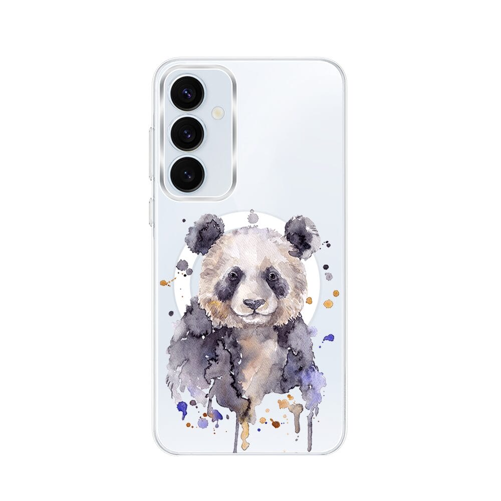 Etui do Samsung Galaxy A55 5G z MagSafe przeźroczyste, silikonowe Flexi, Akwarelowe Zoo, Panda