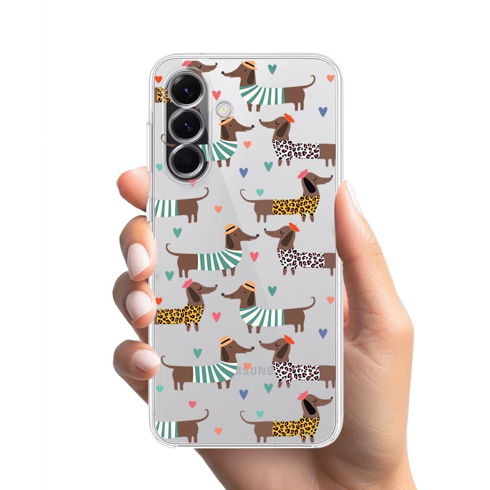 Etui do Samsung Galaxy A56 5G przeźroczyste, silikonowe Flexi, zakochane jamniki - obrazek 2