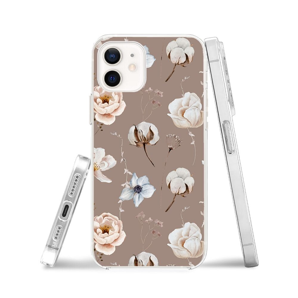 Etui do iPhone 12 przeźroczyste, silikonowe Flexi, akwarelowe kwiatki - obrazek 3