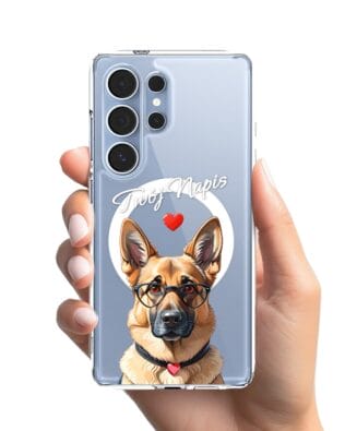 Etui do Samsung Galaxy S25 Ultra z MagSafe przeźroczyste, silikonowe Flexi, Puppy Love, pies rasy Owczarek Niemiecki