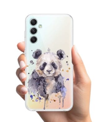 Etui do Samsung Galaxy A34 5G przeźroczyste, silikonowe Flexi, Akwarelowe Zoo, Panda