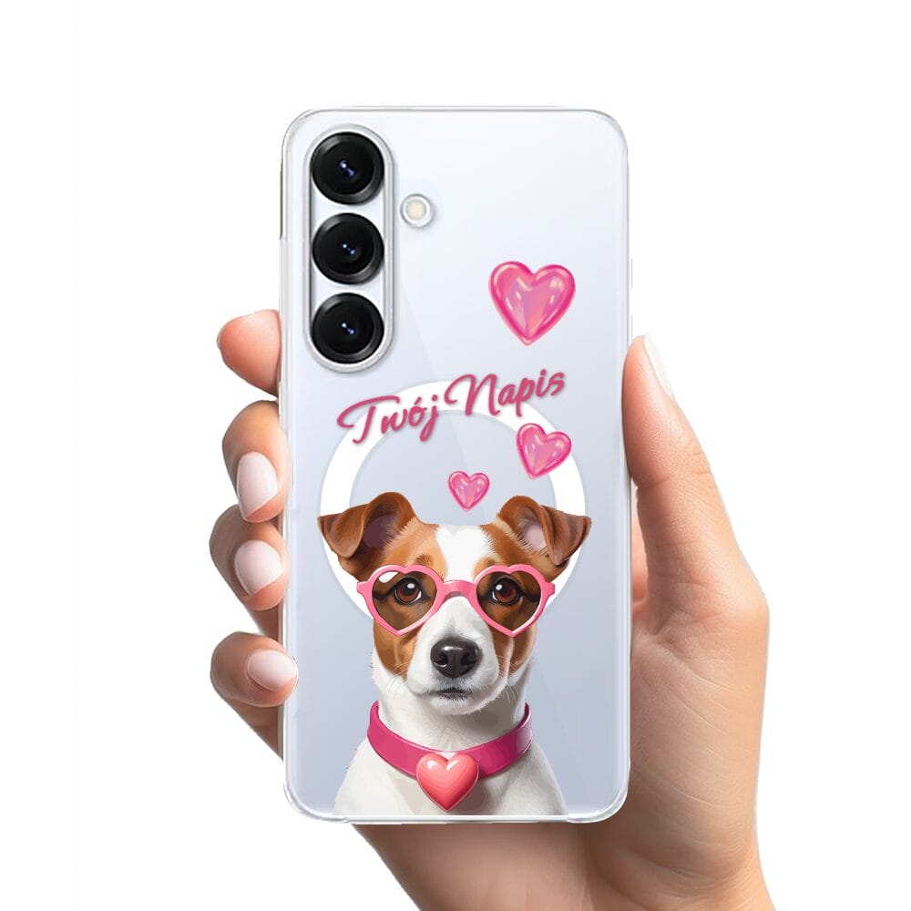 Etui do Samsung Galaxy S25 Plus z MagSafe przeźroczyste, silikonowe Flexi, Puppy Love, pies rasy Jack Russell Terrier - obrazek 2