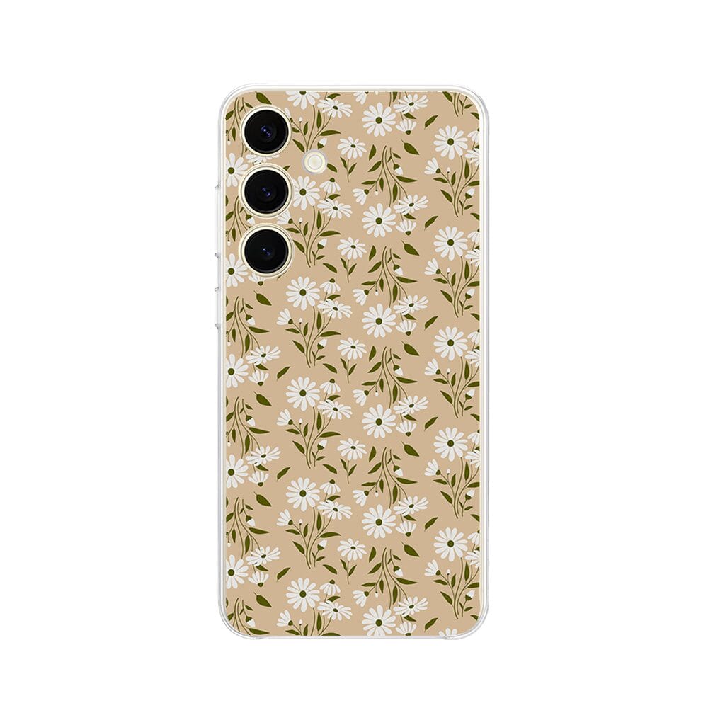 Etui do Samsung Galaxy S24 Plus przeźroczyste, silikonowe Flexi, delikatne kwiatki na cielistym tle