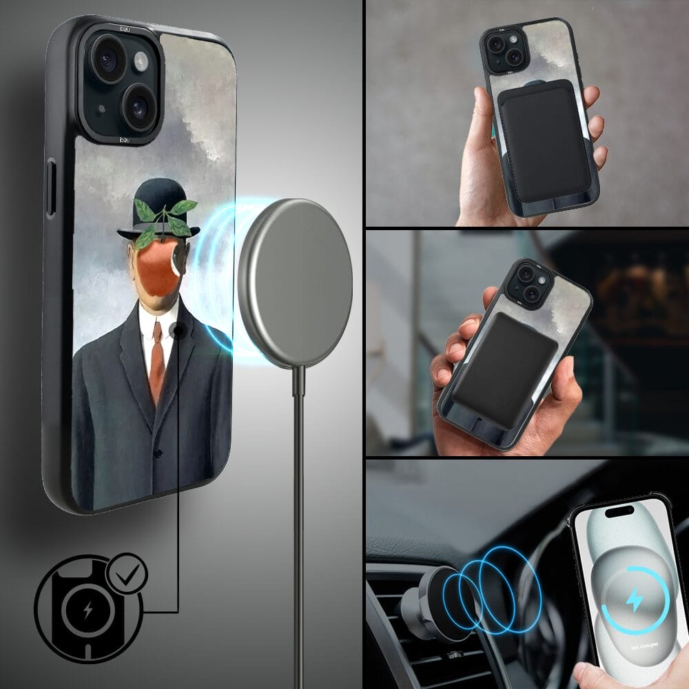 Etui do iPhone 15 IBIZU DropGuard Matt z MagSafe, Rene Magritte, syn człowieczy - obrazek 8