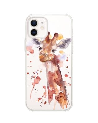 Etui do iPhone 12 Mini przeźroczyste, silikonowe Flexi, Akwarelowe Zoo, Żyrafa