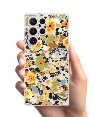 Etui do Samsung Galaxy S23 Ultra przeźroczyste, silikonowe Flexi, malowane kwiatki