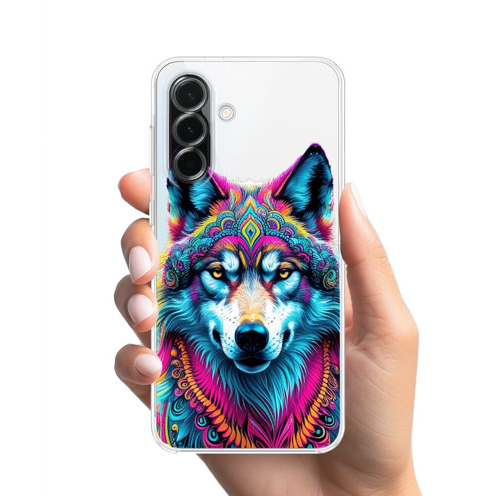 Etui do Samsung Galaxy A36 5G przeźroczyste, silikonowe Flexi, Dzika Mandala, Wilk - obrazek 2