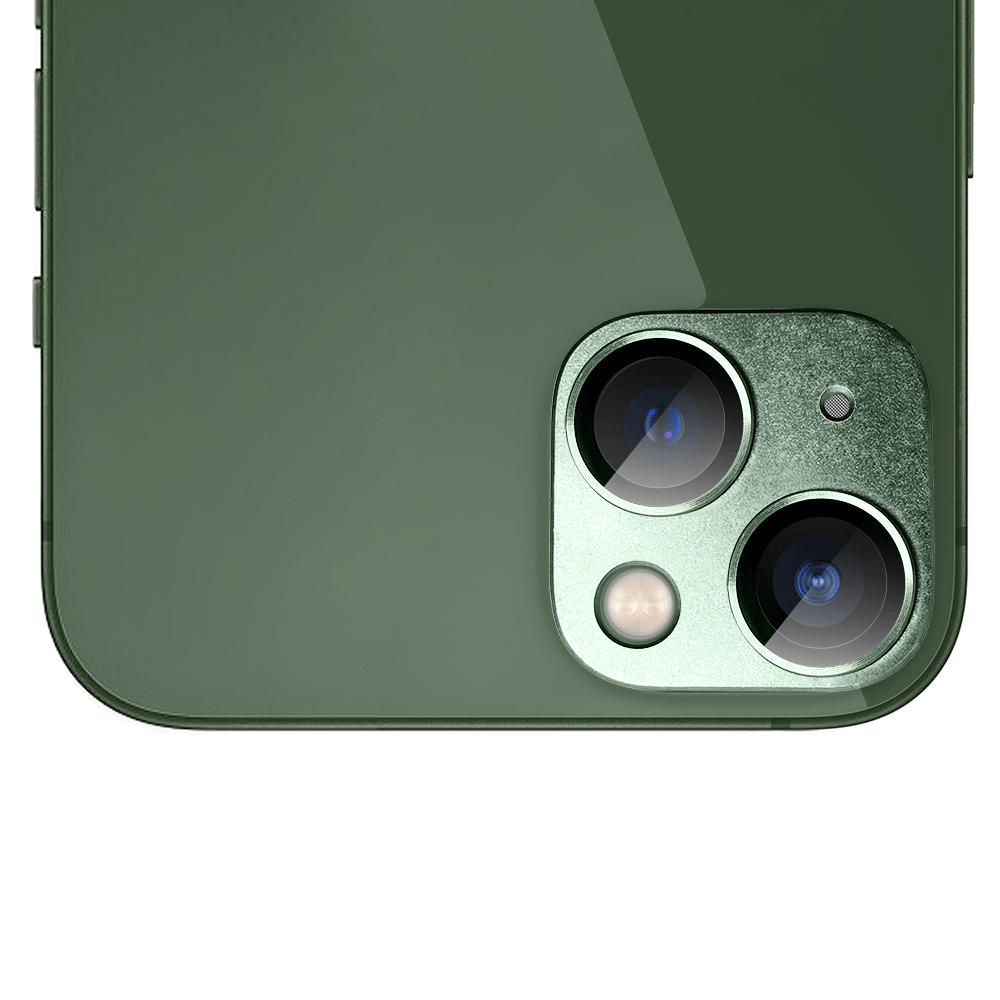 Metalowa osłona na cały aparat z wbudowanymi szkłami do iPhone 13, zielona - obrazek 4