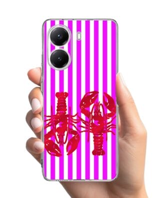 Etui do Xiaomi POCO X7 Pro przeźroczyste, silikonowe Flexi, kraby z różowymi paskami