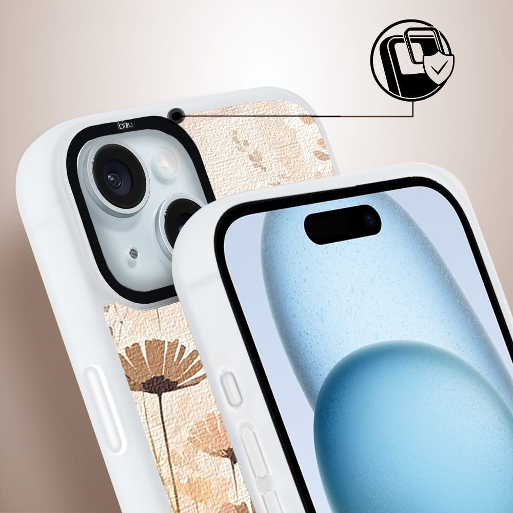 Etui do iPhone 15 IBIZU DropGuard Matt z MagSafe, Boho, Kwiatowa łąka - obrazek 3