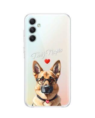 Etui do Samsung Galaxy A34 5G przeźroczyste, silikonowe Flexi, Puppy Love, pies rasy Owczarek Niemiecki