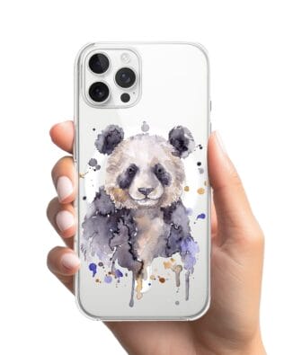 Etui do iPhone 12 Pro Max z MagSafe przeźroczyste, silikonowe Flexi, Akwarelowe Zoo, Panda