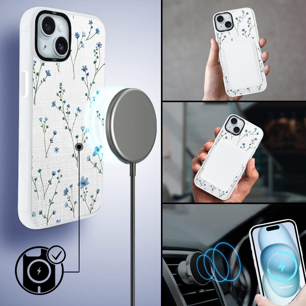 Etui do iPhone 15 IBIZU DropGuard Matt z MagSafe, Pastel Bloom, Niebieski sen - obrazek 8