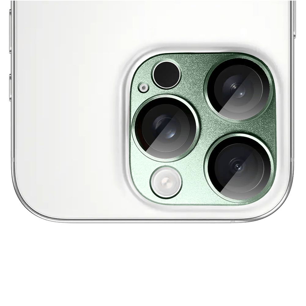 Metalowa osłona na cały aparat z wbudowanymi szkłami do iPhone 14 Pro, zielona - obrazek 4