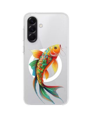 Etui do Samsung Galaxy A56 5G z MagSafe przeźroczyste, silikonowe Flexi, Dzika Mandala, Złota ryba