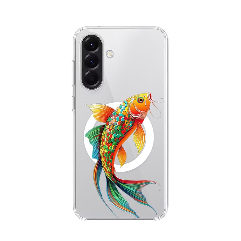 Etui do Samsung Galaxy A56 5G z MagSafe przeźroczyste, silikonowe Flexi, Dzika Mandala, Złota ryba