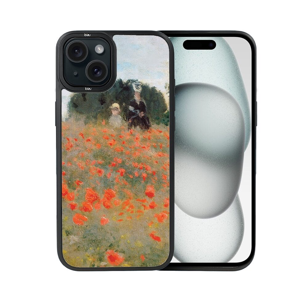 Etui do iPhone 15 IBIZU DropGuard Matt z MagSafe, Claude Monet, pole maków - obrazek 2
