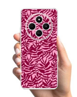 Etui do Xiaomi POCO C75 przeźroczyste, silikonowe Flexi, bordowe liście