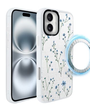 Etui do iPhone 16 IBIZU DropGuard Matt z MagSafe, Pastel Bloom, Niebieski sen