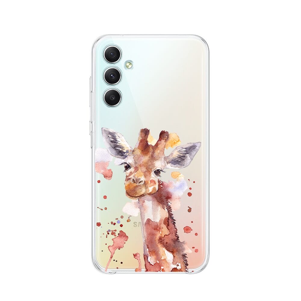 Etui do Samsung Galaxy A34 5G przeźroczyste, silikonowe Flexi, Akwarelowe Zoo, Żyrafa