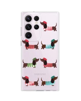 Etui do Samsung Galaxy S23 Ultra przeźroczyste, silikonowe Flexi, jamnik w Paryżu