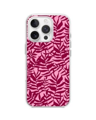 Etui do iPhone 13 Pro Max przeźroczyste, silikonowe Flexi, bordowe liście