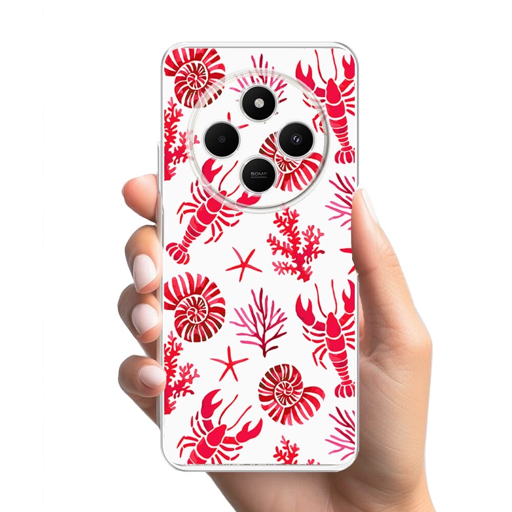 Etui do Xiaomi POCO C75 przeźroczyste, silikonowe Flexi, krab, muszle - obrazek 2