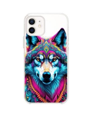 Etui do iPhone 12 Mini przeźroczyste, silikonowe Flexi, Dzika Mandala, Wilk