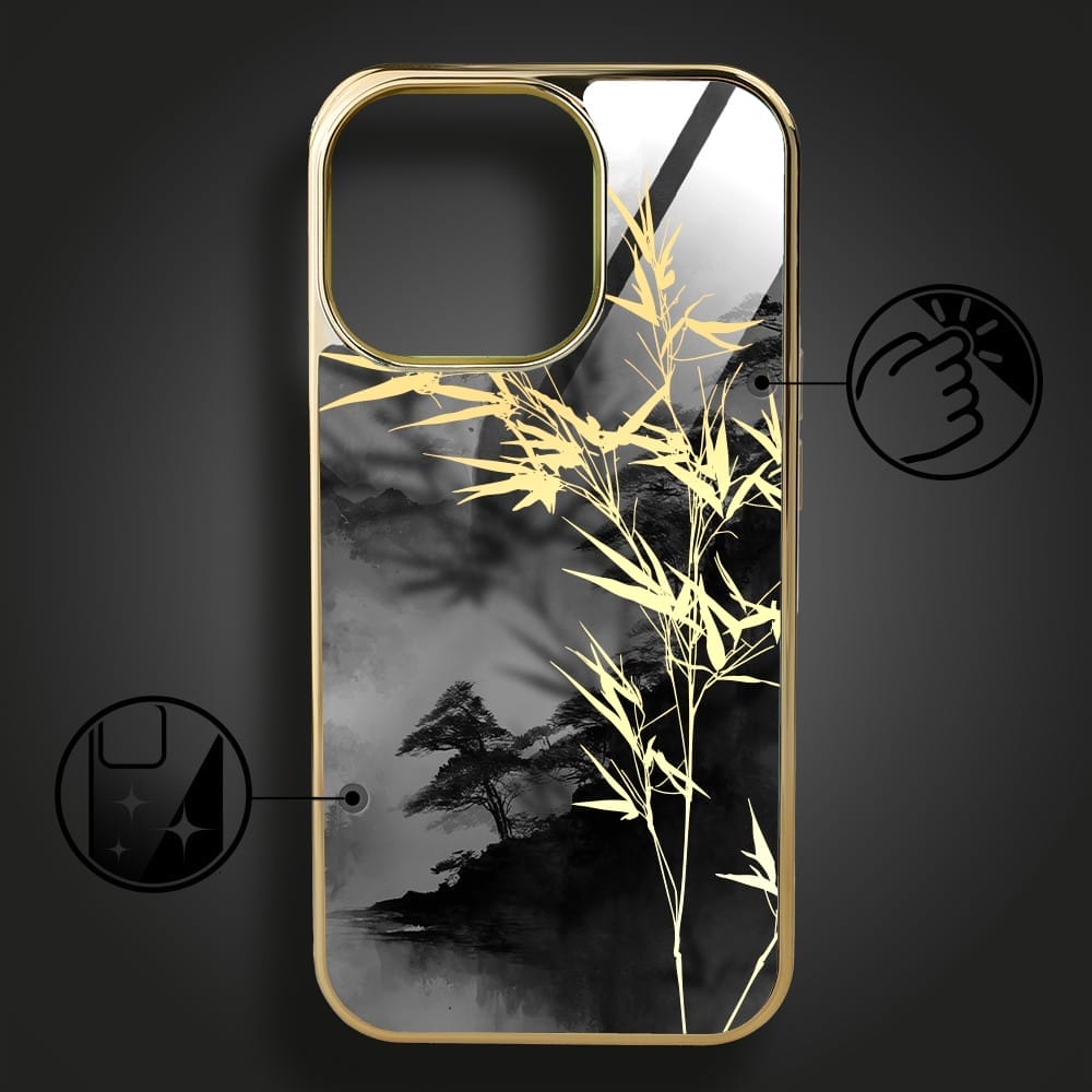 Etui do iPhone 16 Pro Max IBIZU Elite Glass z MagSafe Magia Azji, Złoty bambus, złote - obrazek 2
