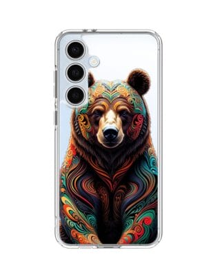 Etui do Samsung Galaxy S24 FE przeźroczyste, silikonowe Flexi, Dzika Mandala, Niedźwiedź