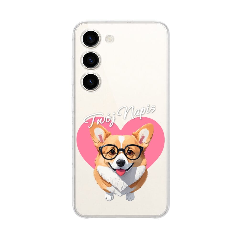 Etui do Samsung Galaxy S23 Plus przeźroczyste, silikonowe Flexi, Puppy Love, pies rasy Corgi