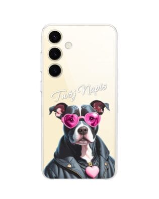 Etui do Samsung Galaxy S24 Plus przeźroczyste, silikonowe Flexi, Puppy Love, pies rasy Amstaff