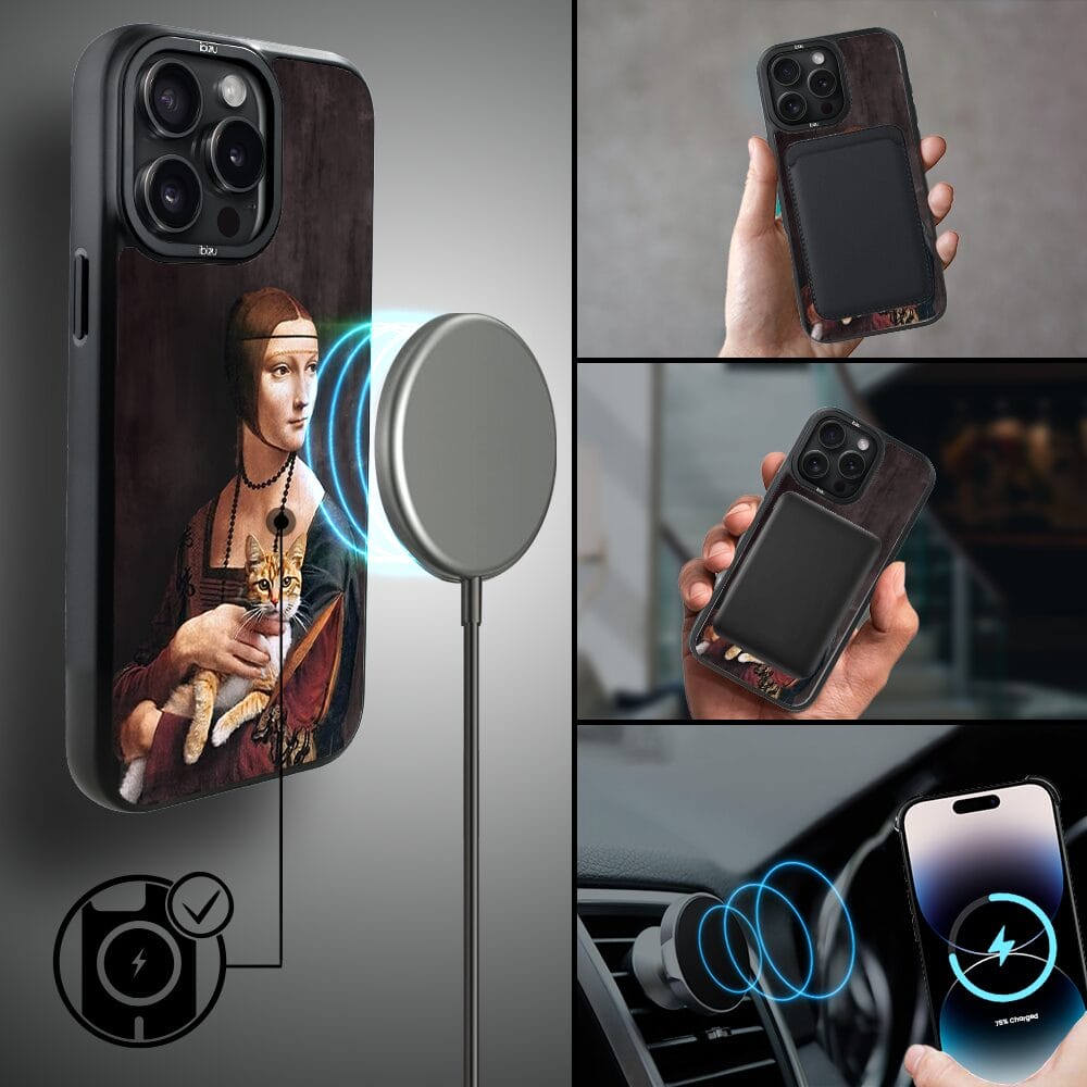Etui do iPhone 14 Pro IBIZU DropGuard Matt z MagSafe, Leonardo Da Vinci, dama z kotem - obrazek 8