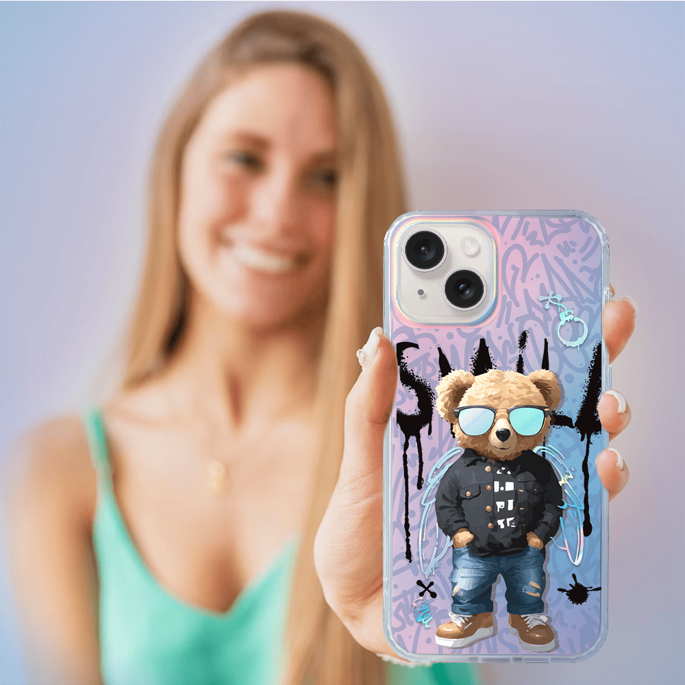 Etui do iPhone 14 IBIZU California Sunset, zmieniające kolor, Graffiti Boy, artystyczny miś - obrazek 5