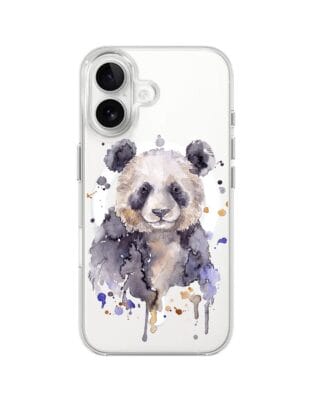 Etui do iPhone 16 Plus z MagSafe przeźroczyste, silikonowe Flexi, Akwarelowe Zoo, Panda
