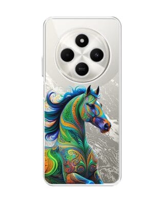 Etui do Xiaomi POCO C75 przeźroczyste, silikonowe Flexi, Dzika Mandala, Koń