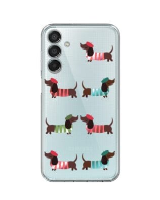 Etui do Samsung Galaxy M15 5G przeźroczyste, silikonowe Flexi, jamnik w Paryżu