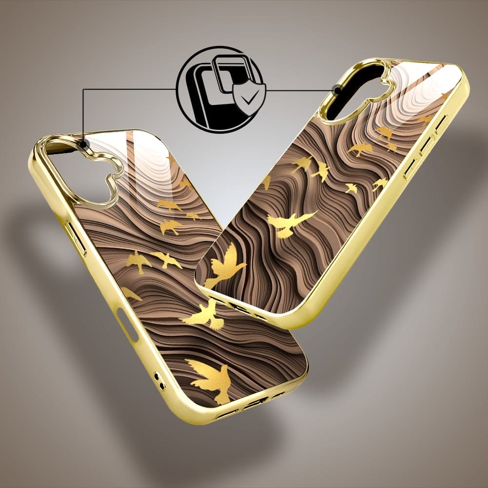 Etui do iPhone 16 IBIZU Elite Glass z MagSafe, Zwierzęta, Piaskowa odyseja, złote - obrazek 3