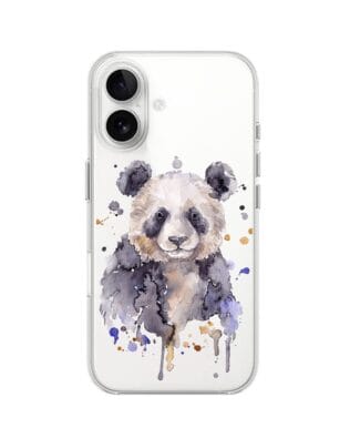 Etui do iPhone 16 przeźroczyste, silikonowe Flexi, Akwarelowe Zoo, Panda