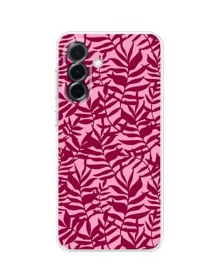 Etui do Samsung Galaxy A36 5G przeźroczyste, silikonowe Flexi, bordowe liście