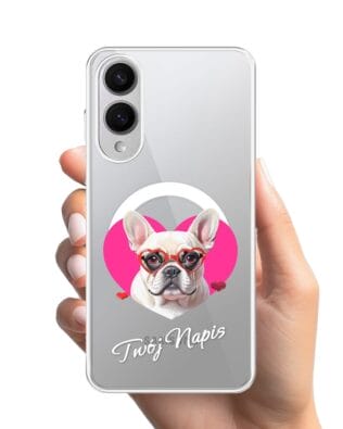 Etui do Samsung Galaxy S25 Edge z MagSafe przeźroczyste, silikonowe Flexi, Puppy Love, pies rasy Buldog Francuski